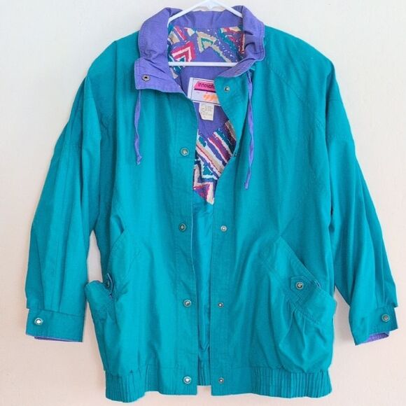 innovations by izzi Jackets & Blazers - VTG Innovations By Izzi Teal Purple Windbreaker 80s 90s Jacket - Size L
